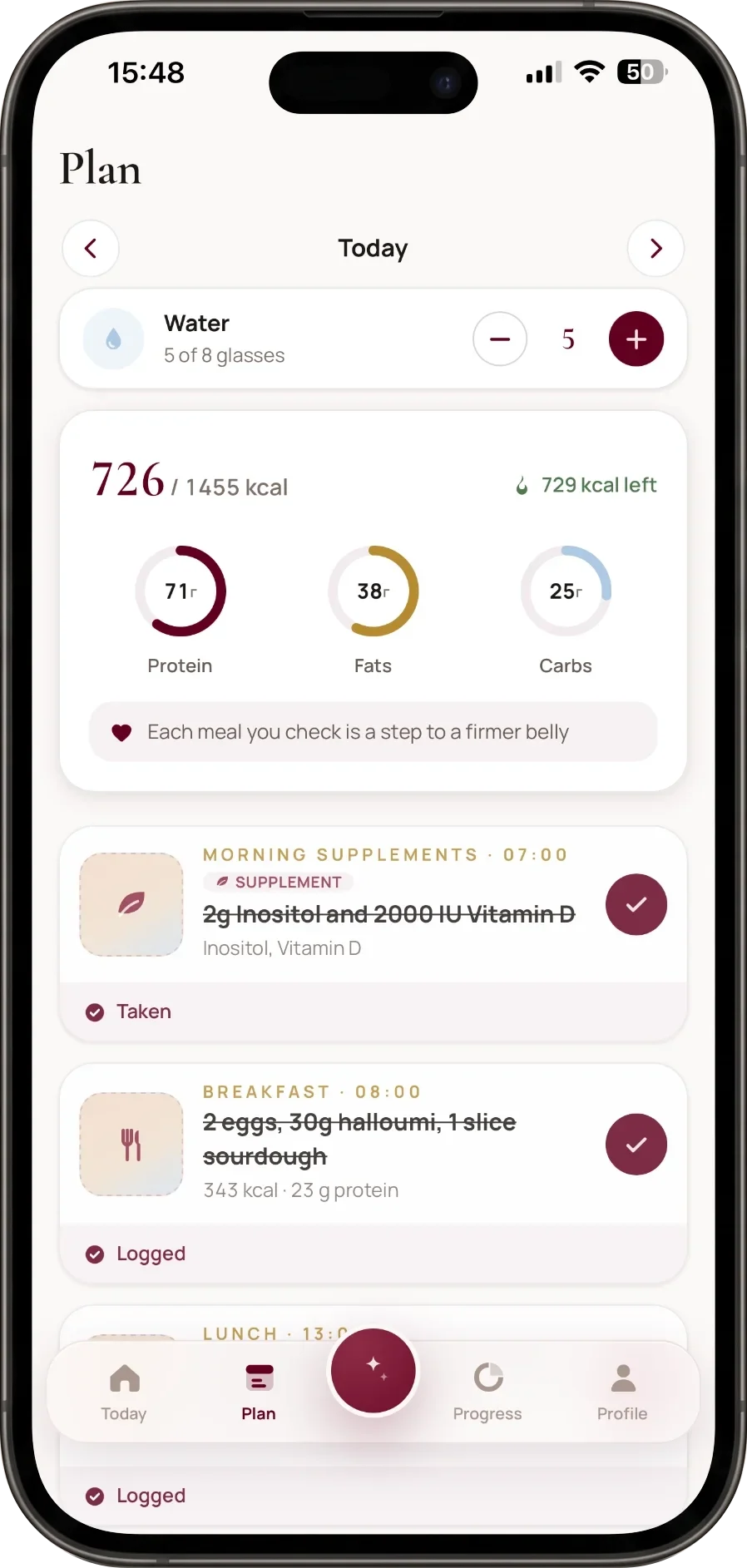 Antheon app — Plan screen